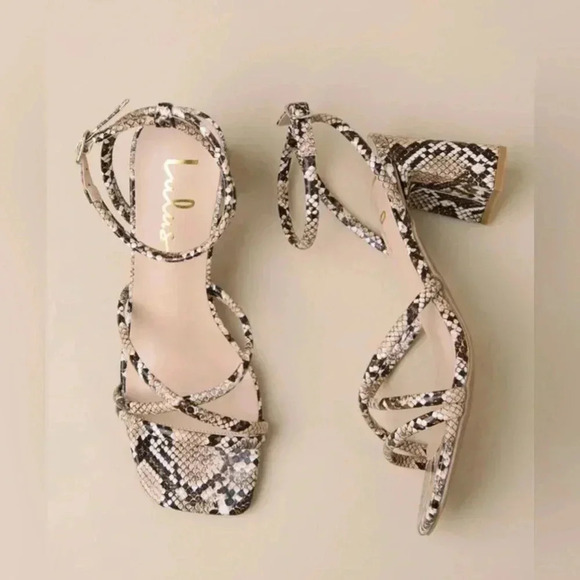 Lulus Cossette Snake Strappy High Heel Ankle Strap Sandals - Picture 3 of 4